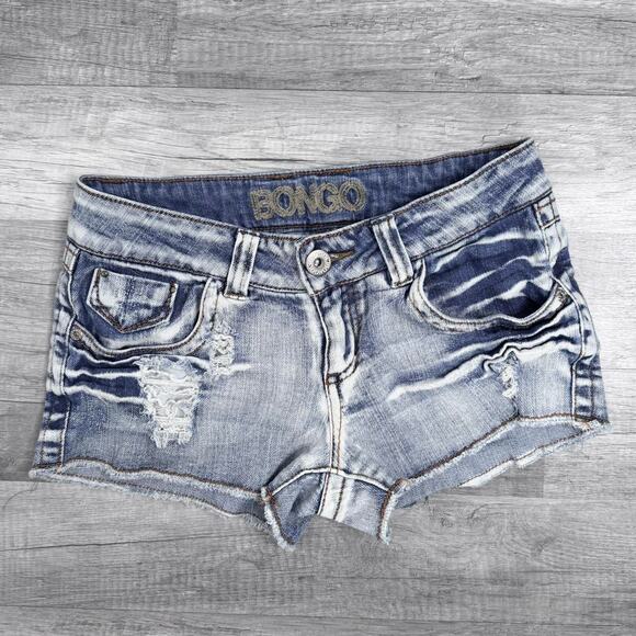 Low Rise Micro Mini Shorts Peace Sign Pocket Design SZ 3 Indie Sleaze Y2k 2010s - Picture 3 of 7